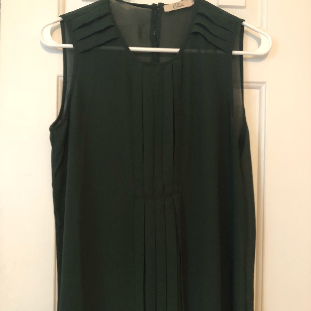 Dark olive green sheer blouse